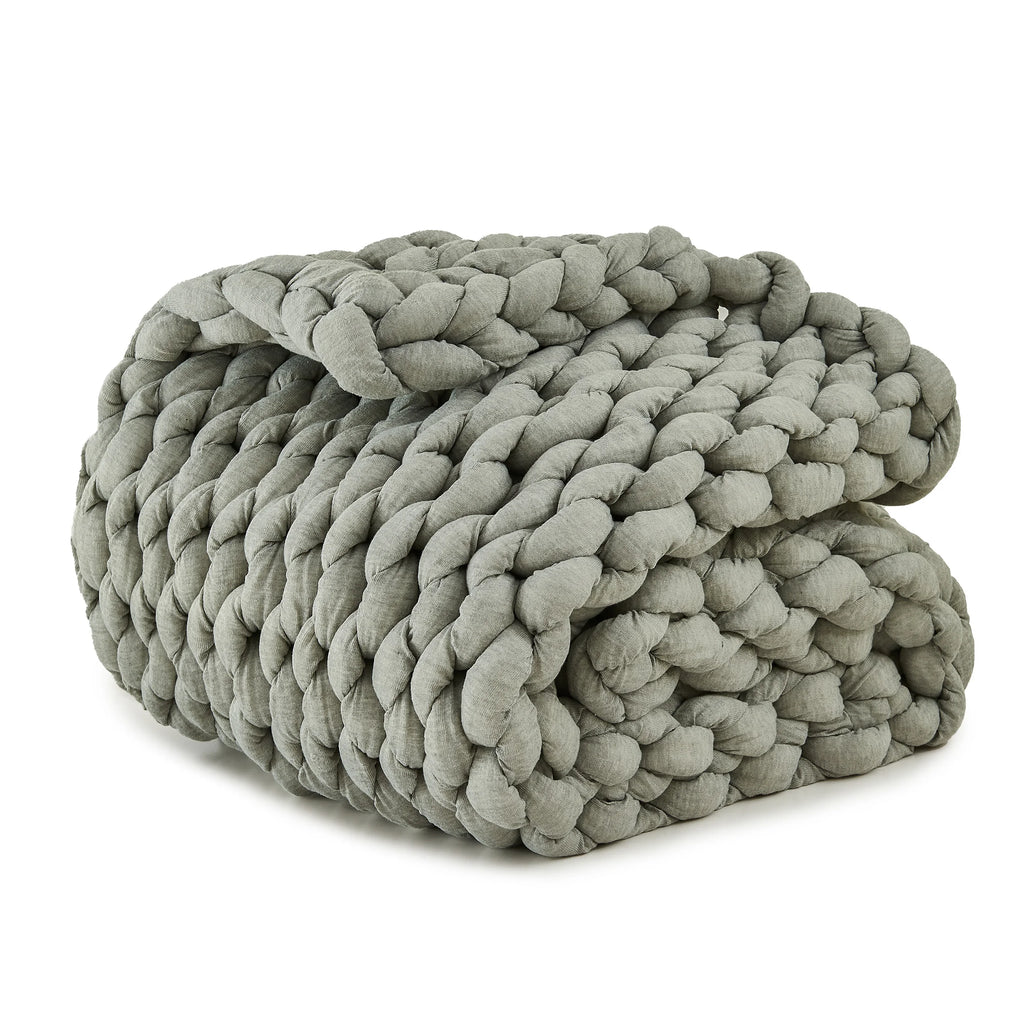 Chunky Knit Weighted Throw Blanket