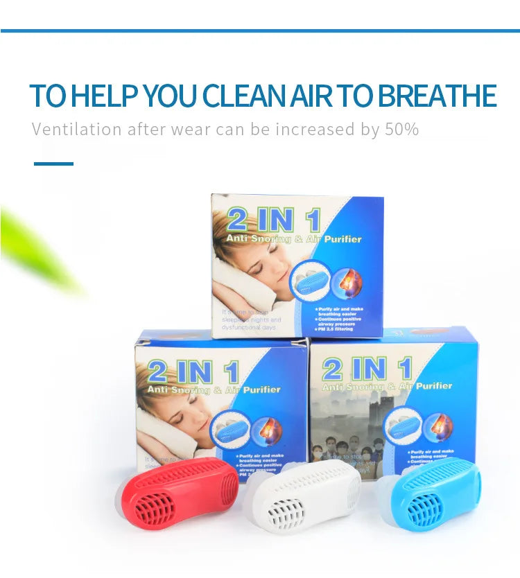 2-in-1 Anti-Snoring & Air Purifier Nose Clip
