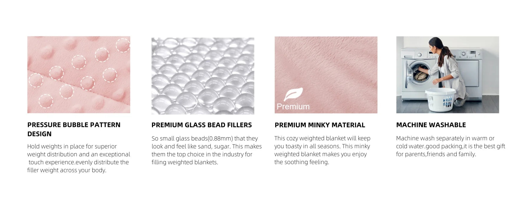 Pink Minky Weighted Throw Blanket