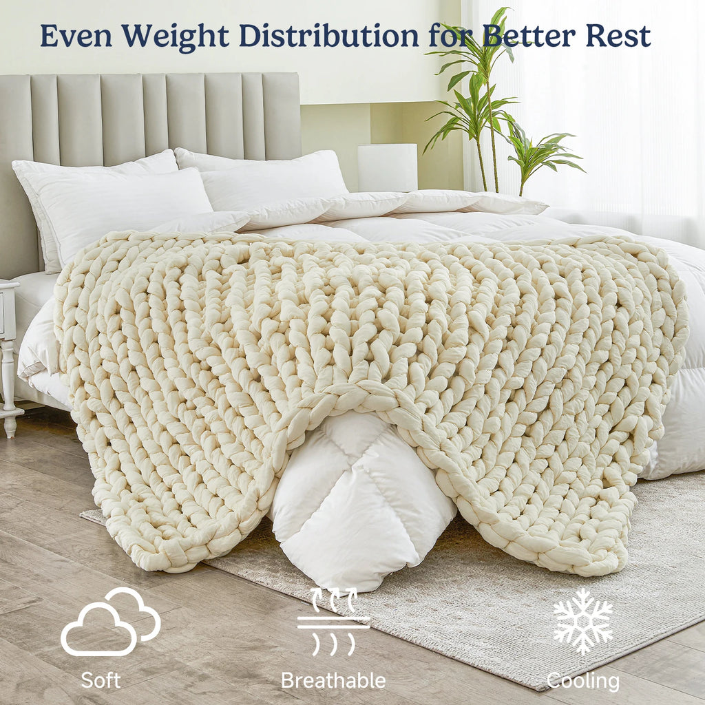 Chunky Knit Weighted Throw Blanket