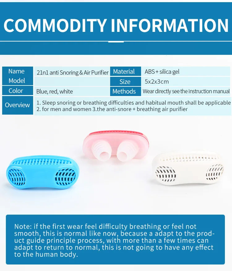 2-in-1 Anti-Snoring & Air Purifier Nose Clip